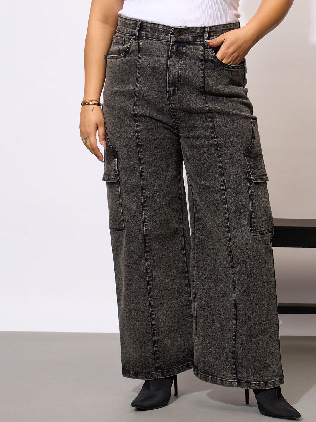 SASSAFRAS Curve Women PLus Size Comfort Acid Wash Clean Look Stretchable Straight Fit Jeans - view 1