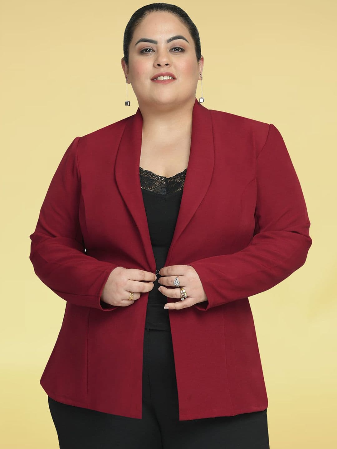 wild U Plus Size Front Open Peplum Formal Blazer - view 1