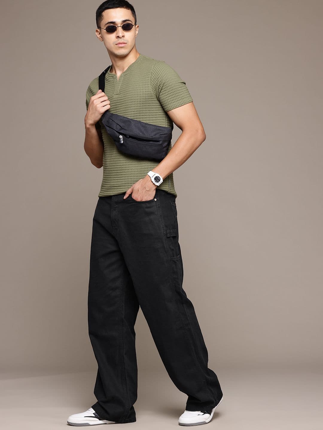 The Roadster Lifestyle Co. Men Pure Cotton Wide Leg Baggy Jeans - view 1