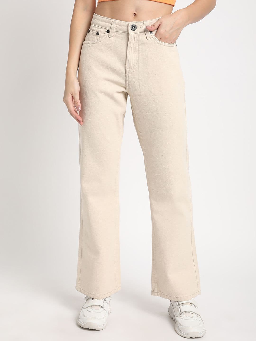 The Roadster Lifestyle Co Women Pure Cotton High rise Bootcut No Fade Jeans - view 1