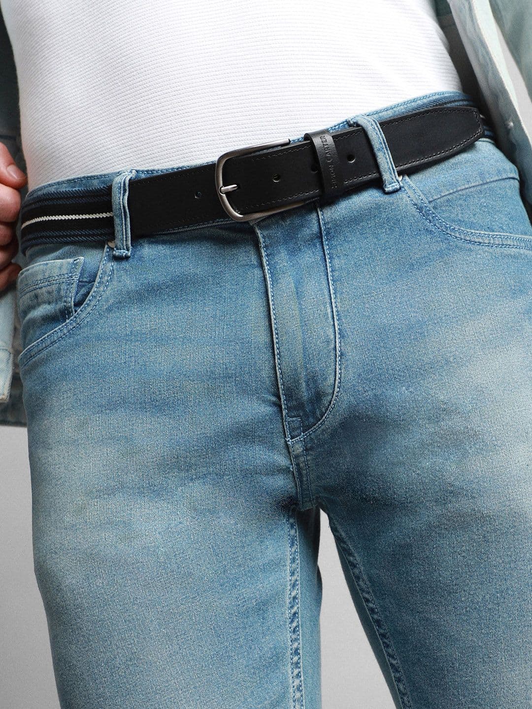 SIMON CARTER LONDON Men Textured Leather Belt - view 1
