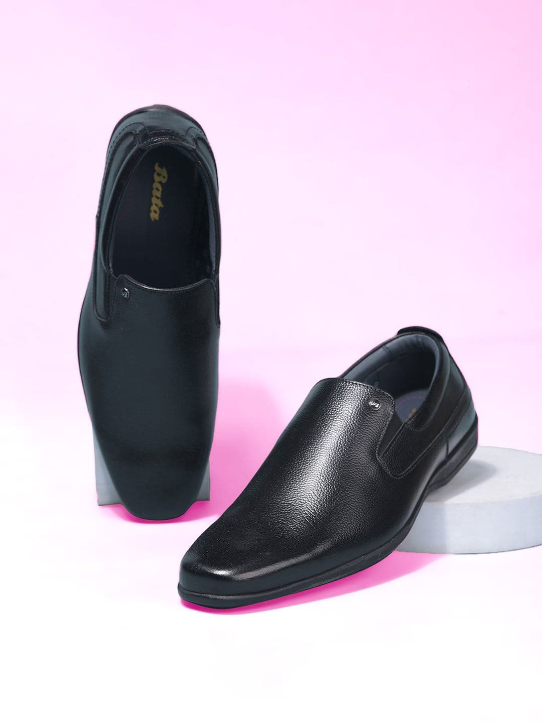 Bata Men Textured Formal Slip-On Shoes - view 1