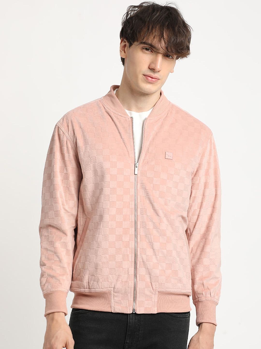 THE BEAR HOUSE Self Design Stand Collar Windcheater Bomber Jacket - view 1