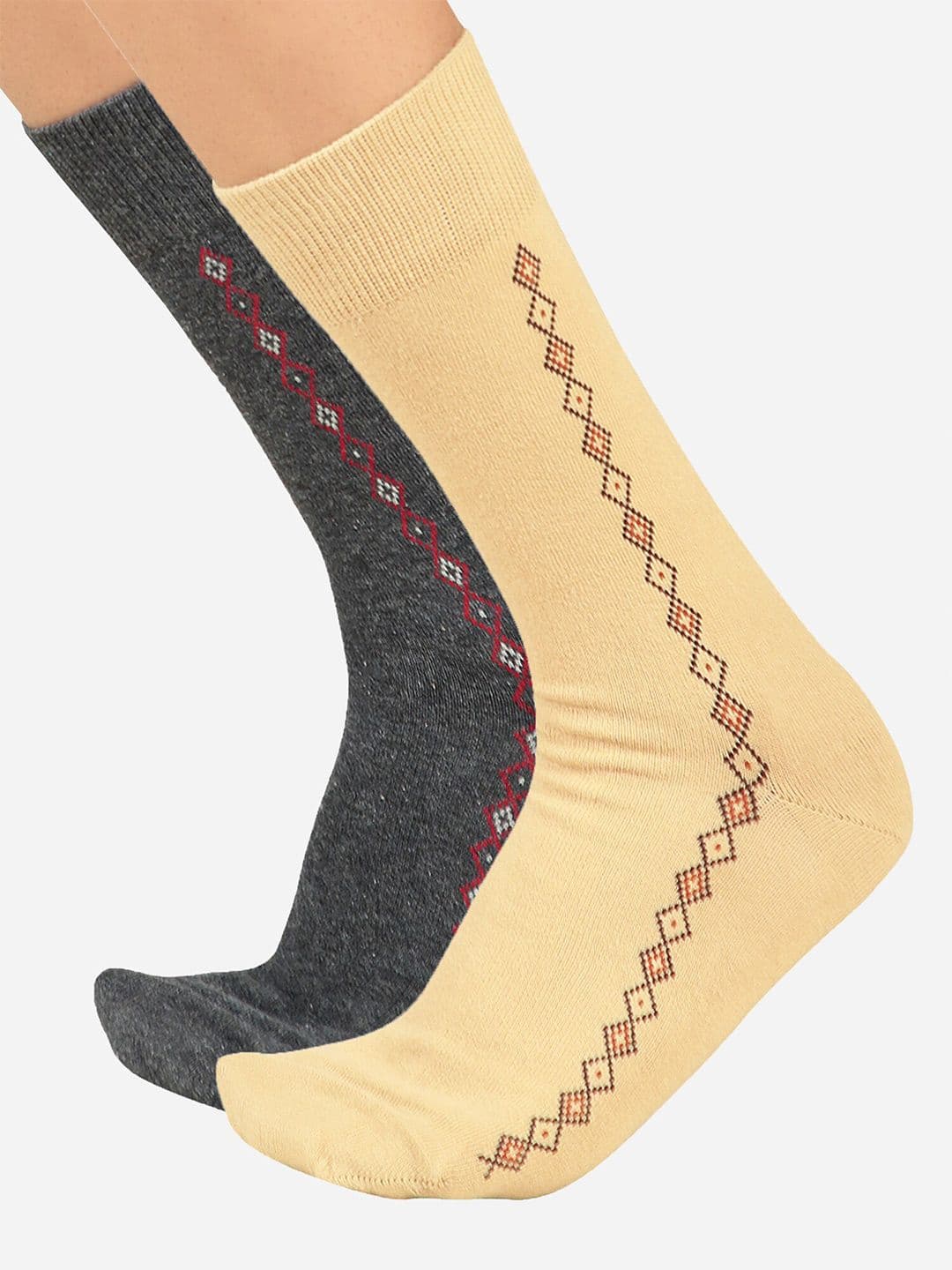 Bodycare Men Pack Of 2 Patterned Cotton Calf Length Socks - view 1