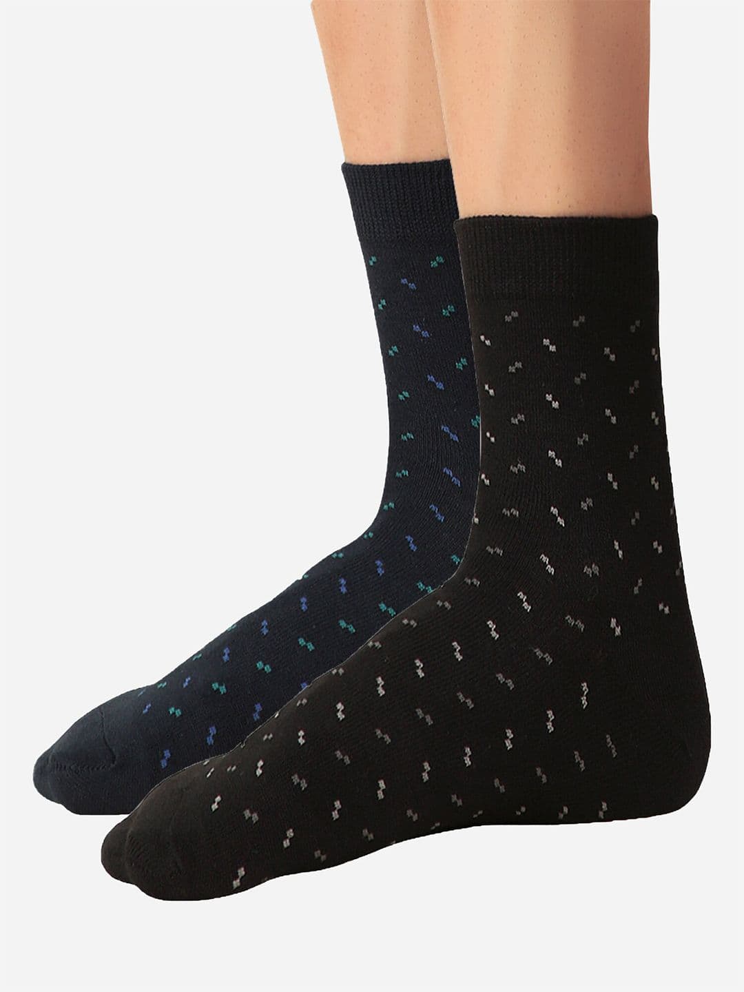Bodycare Men Pack Of 2 Patterned Cotton Calf Length Socks - view 1