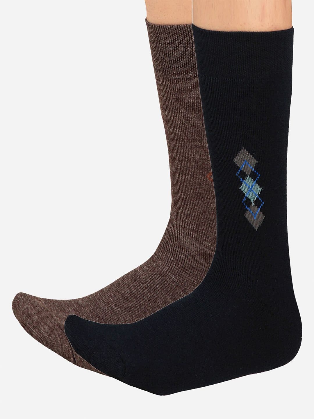 Bodycare Men Pack Of 2 Patterned Cotton Calf Length Socks - view 1
