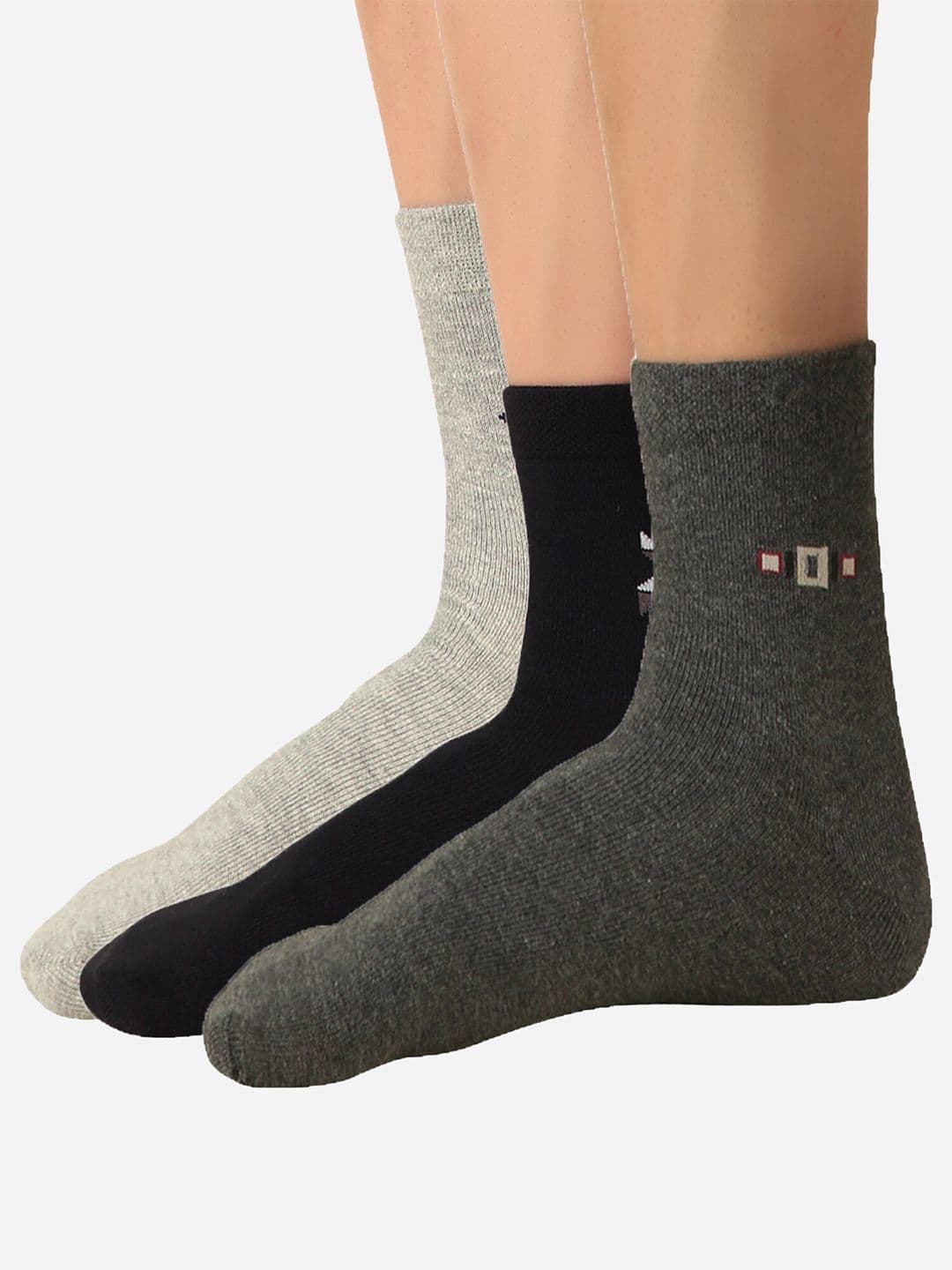 Bodycare Men Pack Of 3 Assorted Anti Bacterial Cotton Calf-Length Socks - view 1