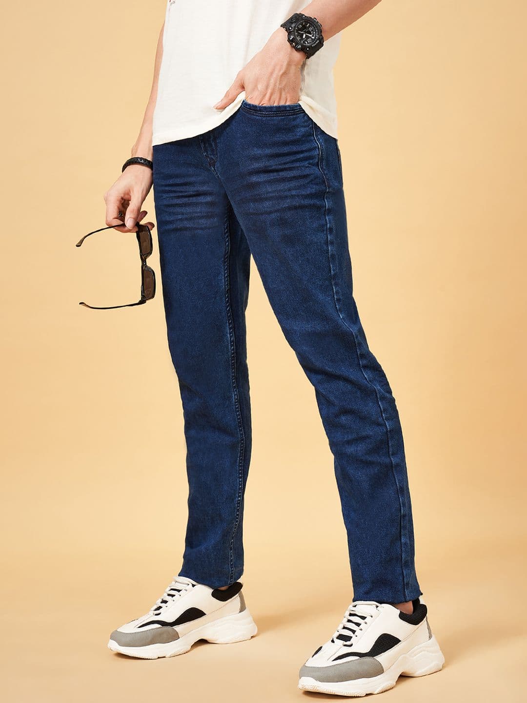 SF JEANS by Pantaloons Men Mid-Rise Slim Fit Low Distress Jeans - view 1