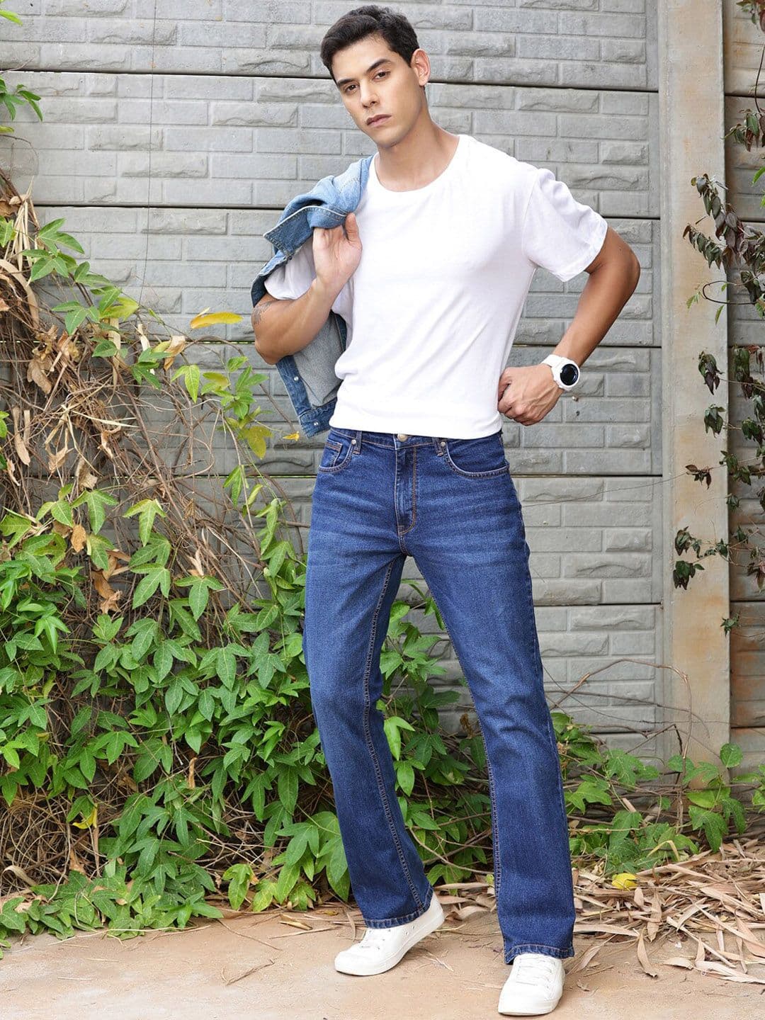 Mast & Harbour Blue Men Smart Bootcut Clean Look Light Fade Stretchable Jeans