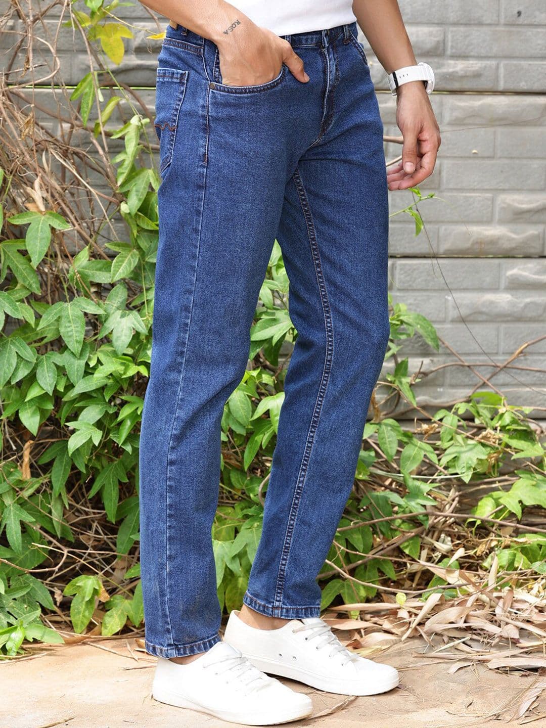 Mast & Harbour Blue Men Smart Clean Look Stretchable Jeans - view 1