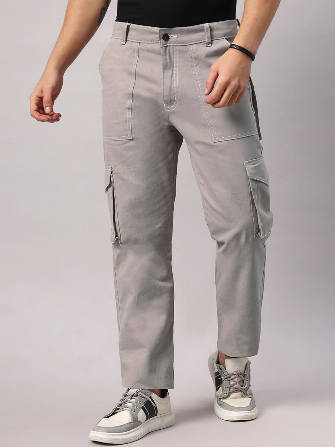 ARBIA FUNKI Men Mid-Rise Light Shade Clean Look Cotton Cargo Jeans - view 1