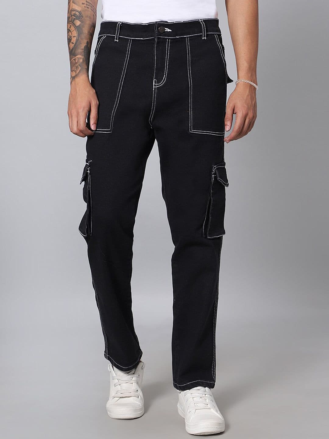 ARBIA FUNKI Men Mid-Rise Clean Look Cotton Cargo Jeans - view 1