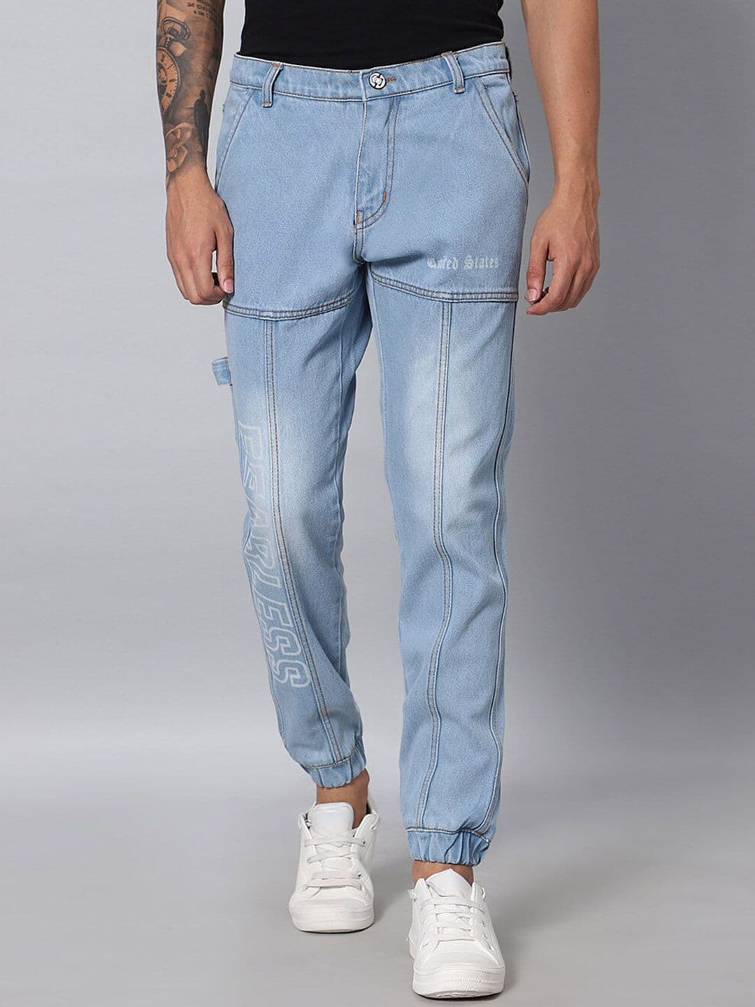ARBIA FUNKI Men Mid-Rise Clean Look Cotton Cargo Jeans - view 1