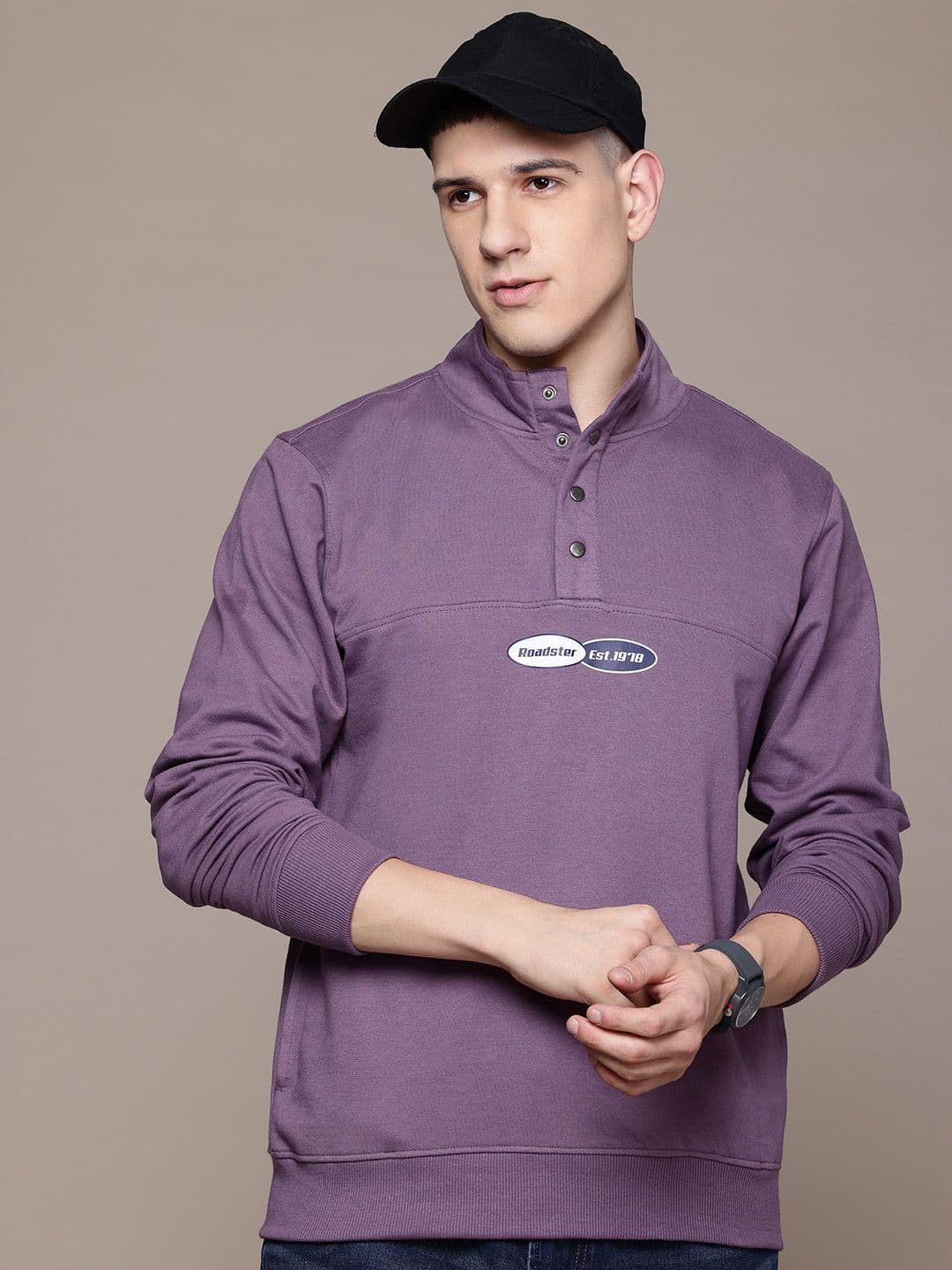 The Roadster Lifestyle Co. High Neck Regular Fit Pullover Sweatshirt - view 1