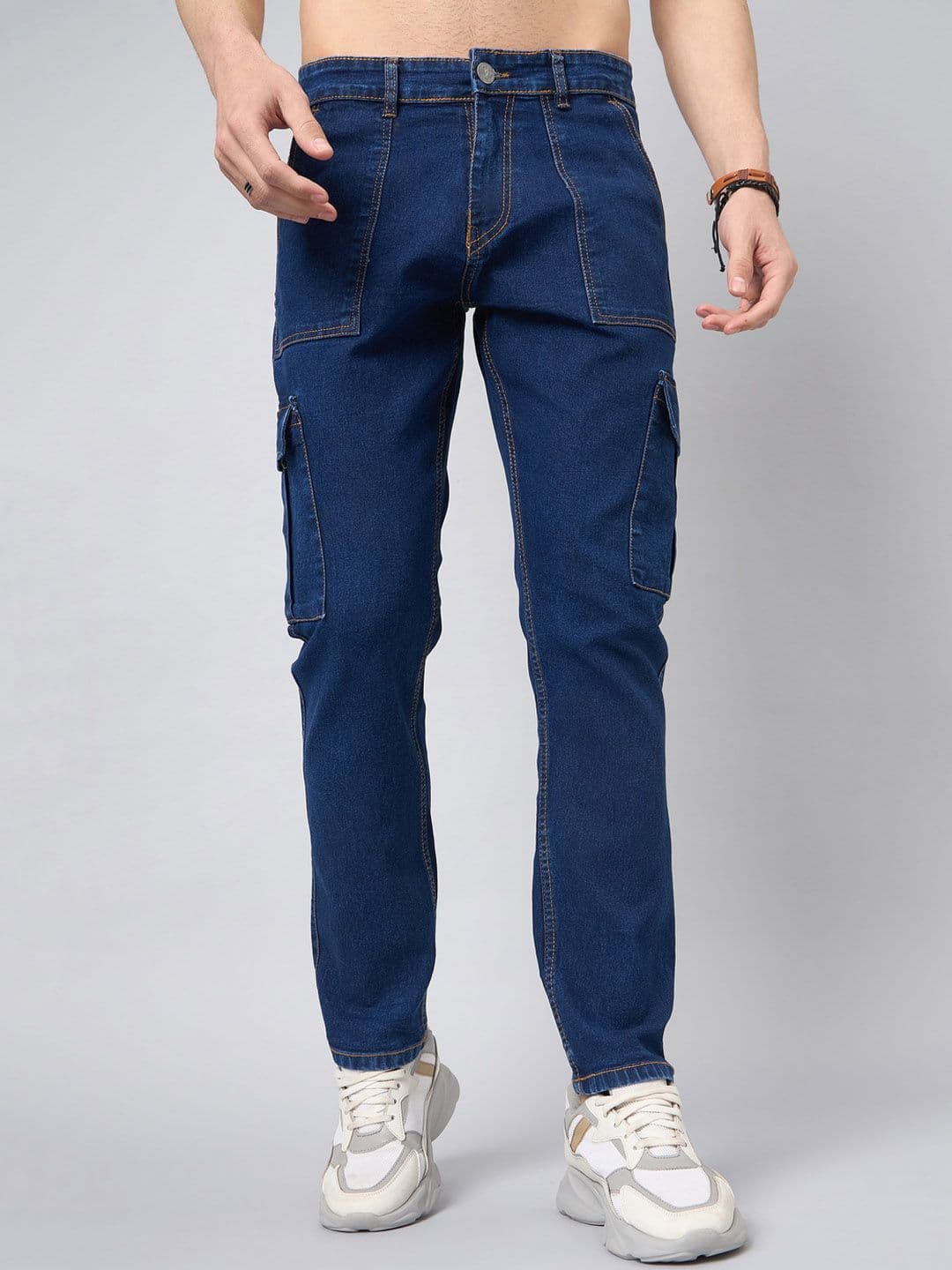 STUDIO NEXX Men Relaxed Fit Clean Look Cargo Styles Stretchable Jeans - view 1