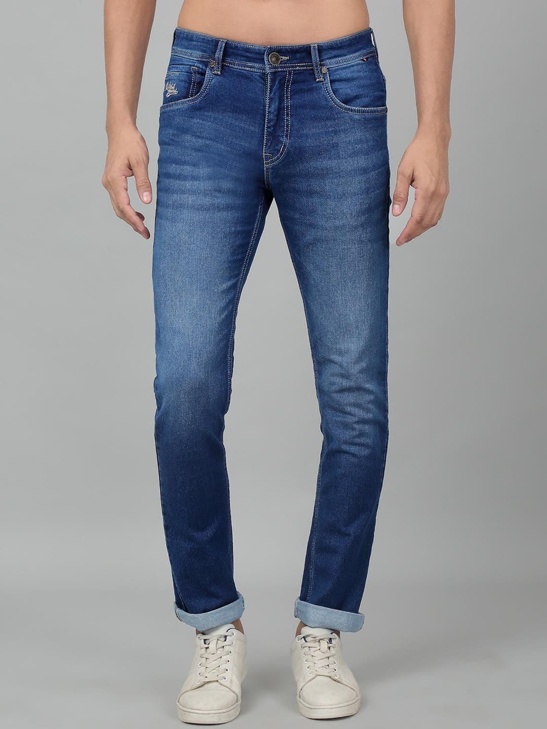 Cantabil Men Mid Rise Clean Look Heavy Fade Cotton Jeans - view 1