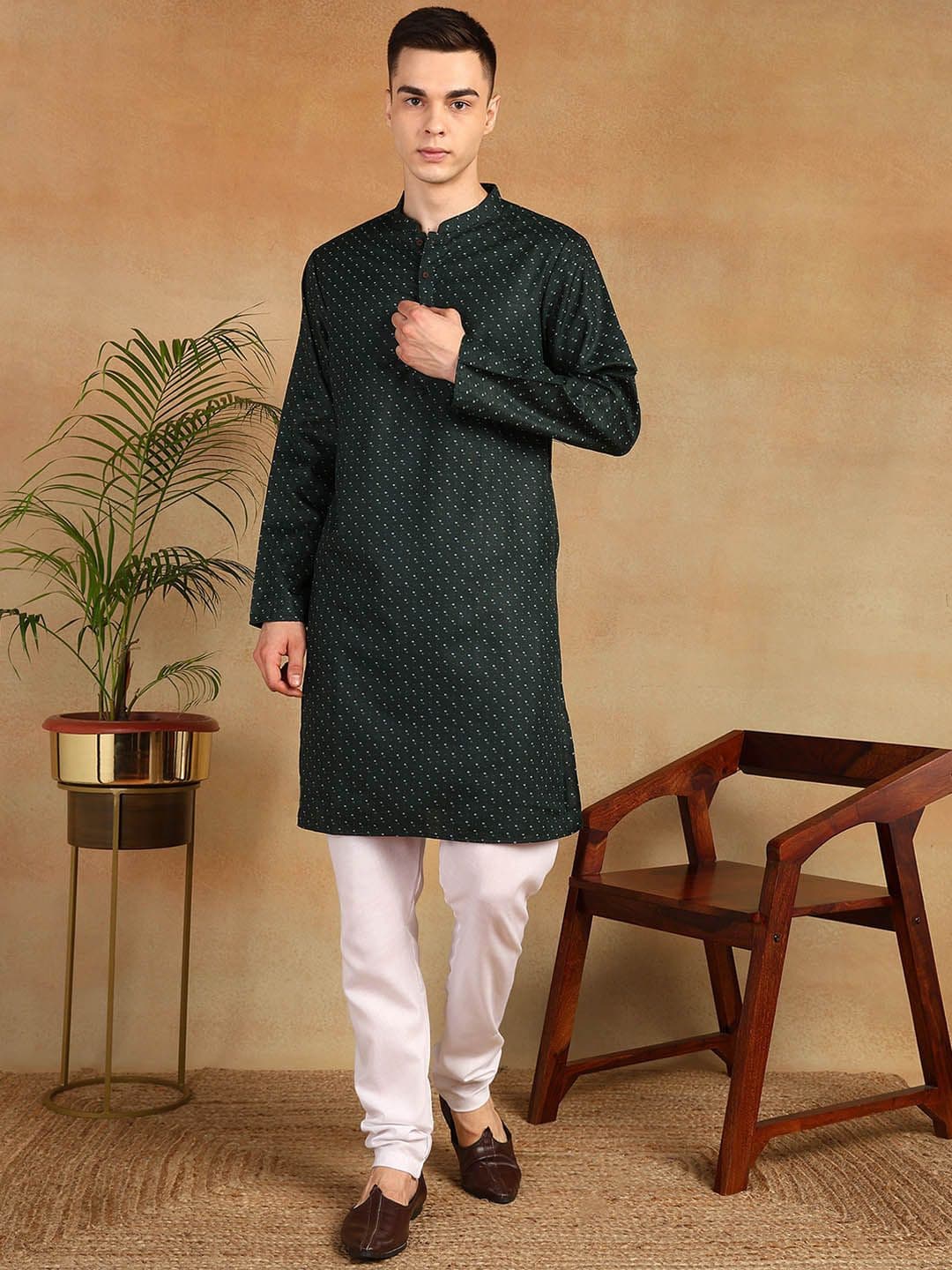Anouk Abstract Woven Design Thread Work Empire A-Line Kurta - view 1