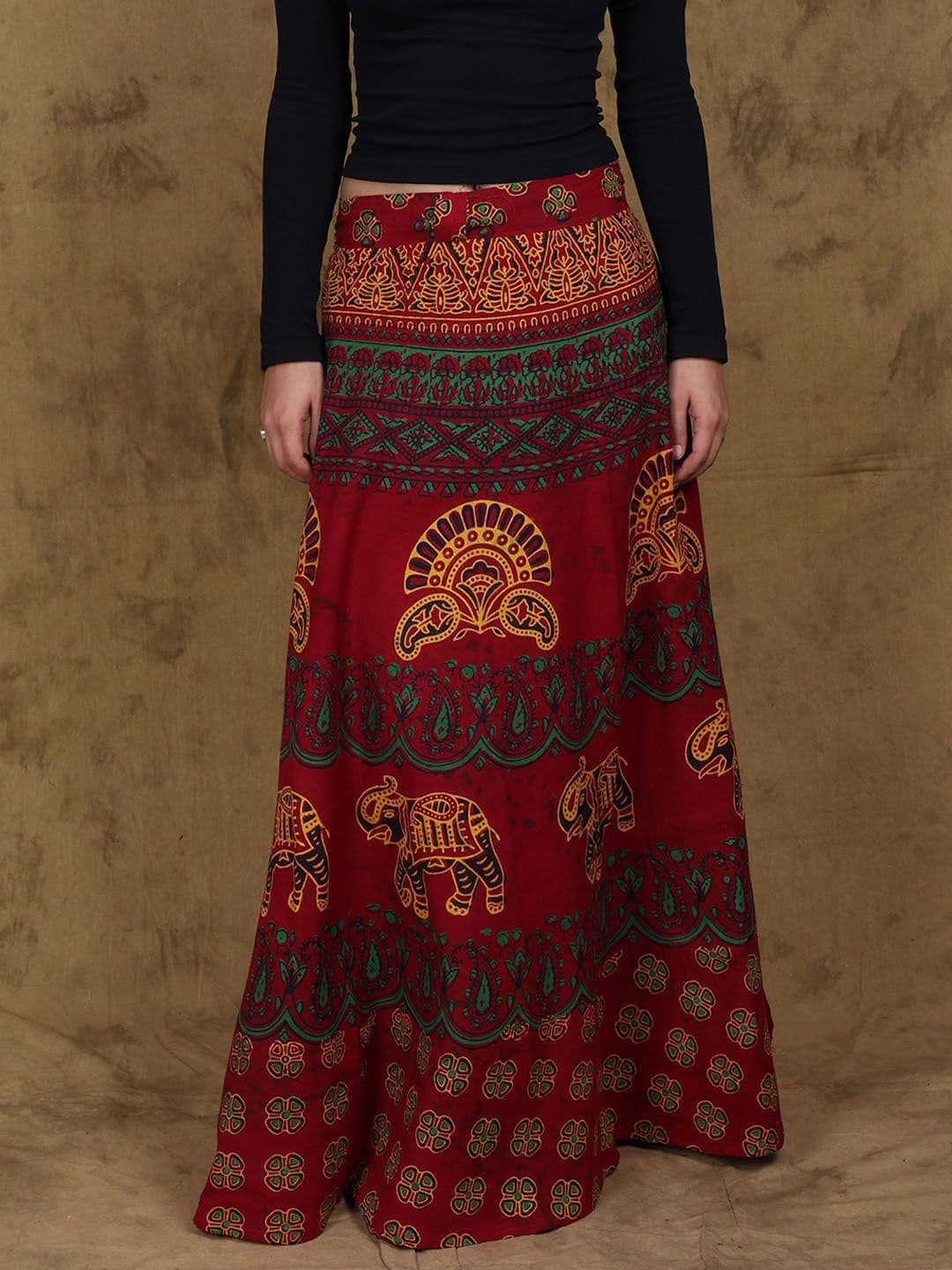 Exotic India Floral Printed Pure Cotton Flared Maxi Ethnic Skirt - view 1