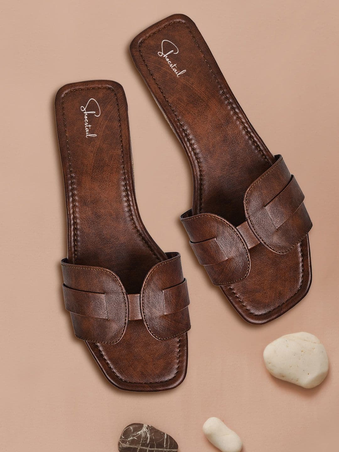 Shoestail Textured Open Toe Flats - view 1