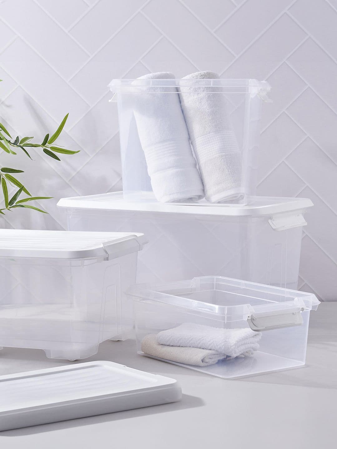 Home Centre Transparent Omnia Secure Storage Box with Lid - view 1