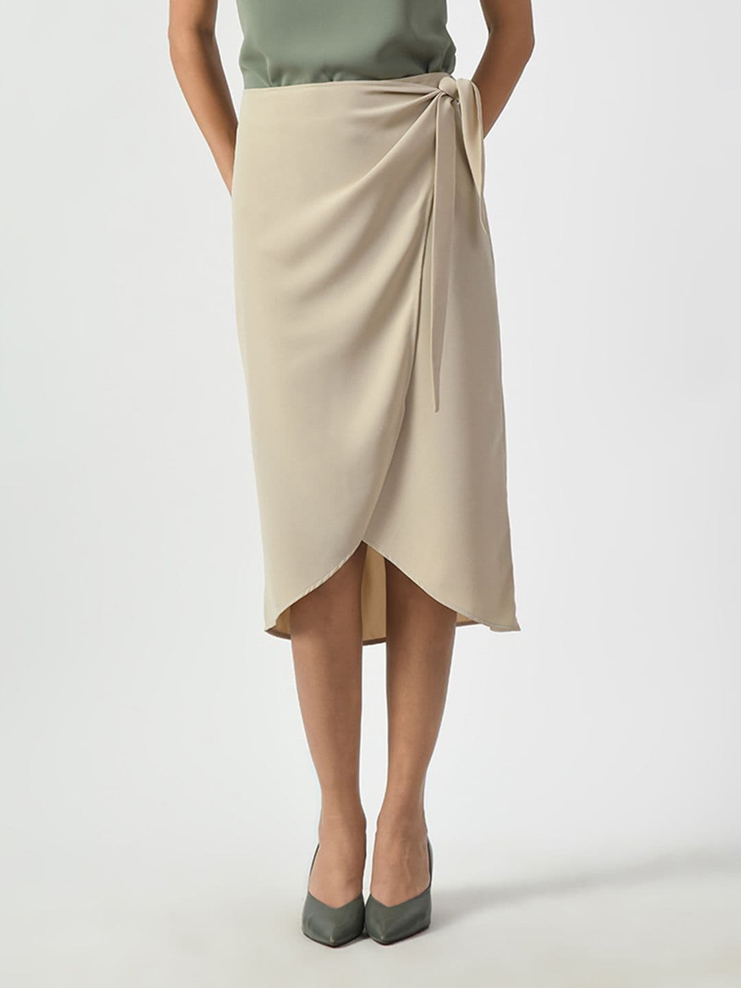 OFFICE & YOU Knee Length Overlap Wrap Skirts - view 1