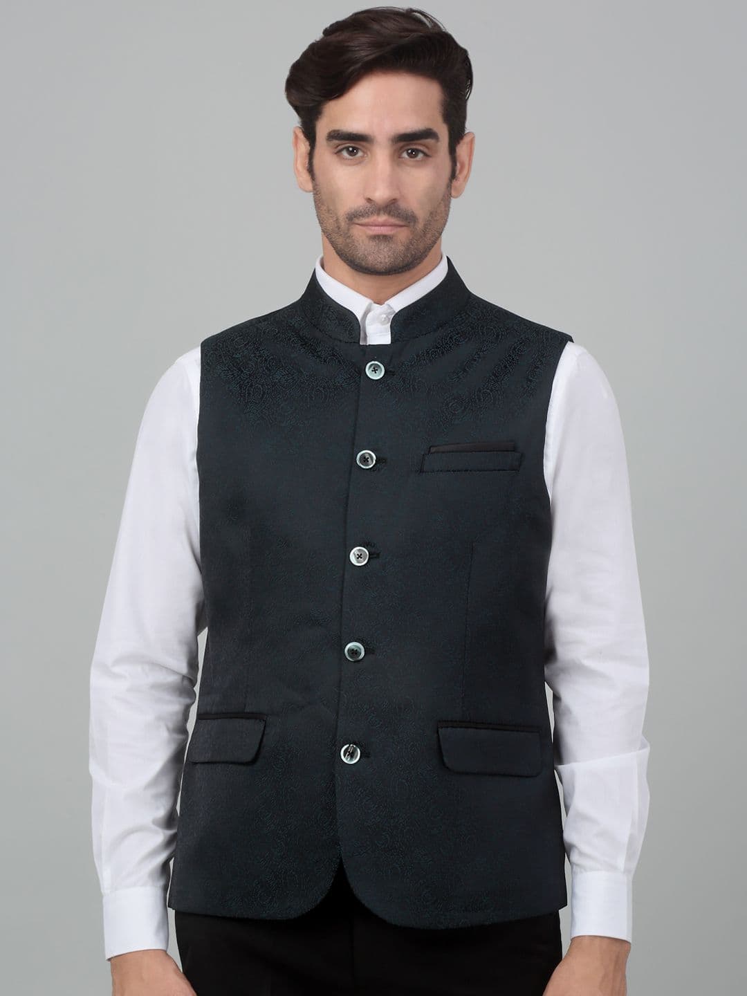 Cantabil Woven Design Single-Breasted Slim Fit Nehru Jacket - view 1