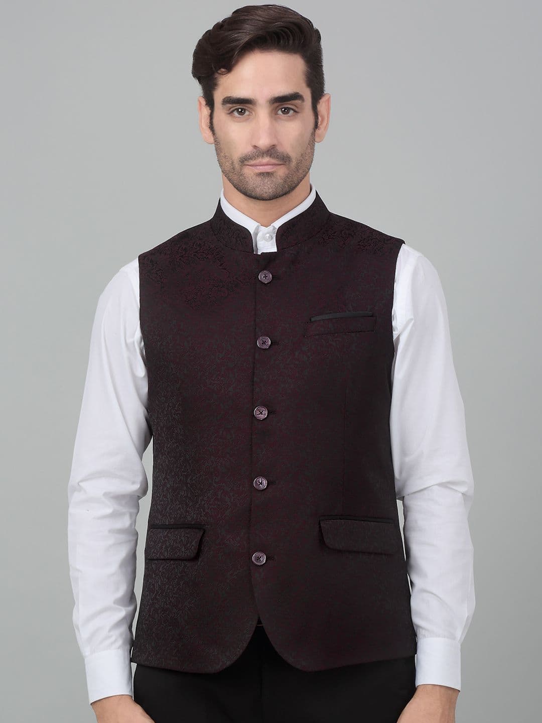 Cantabil Woven Design Single-Breasted Slim Fit Nehru Jacket - view 1