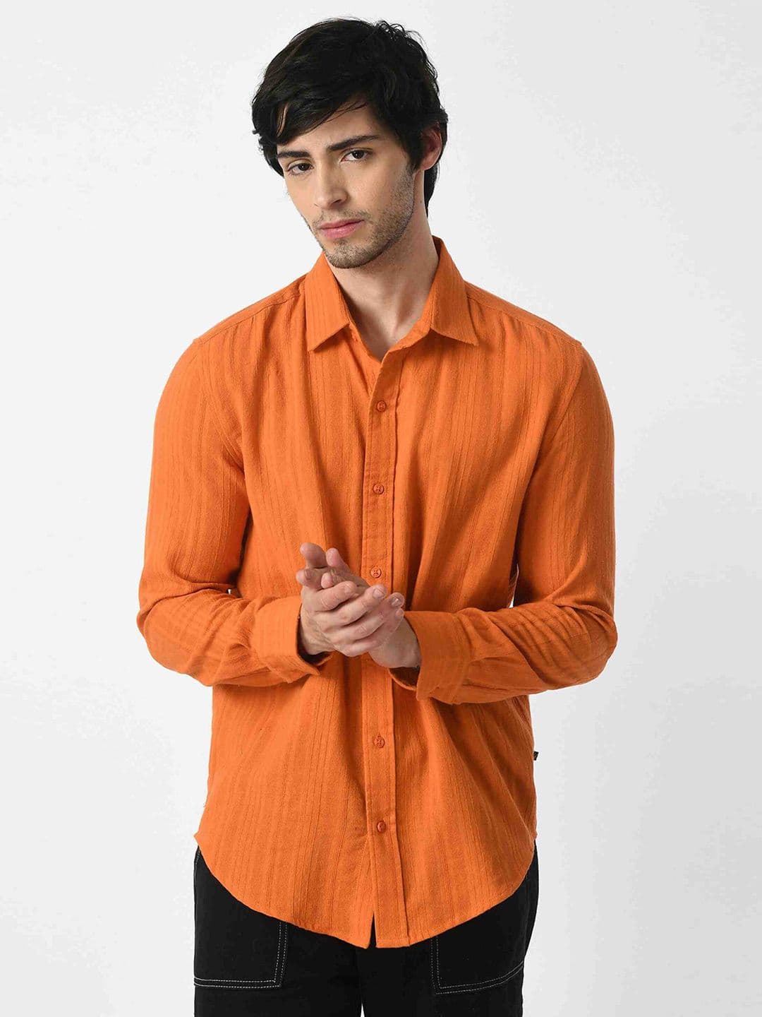 KISSOSS Men Slim Fit Opaque Casual Cotton Shirt - view 1