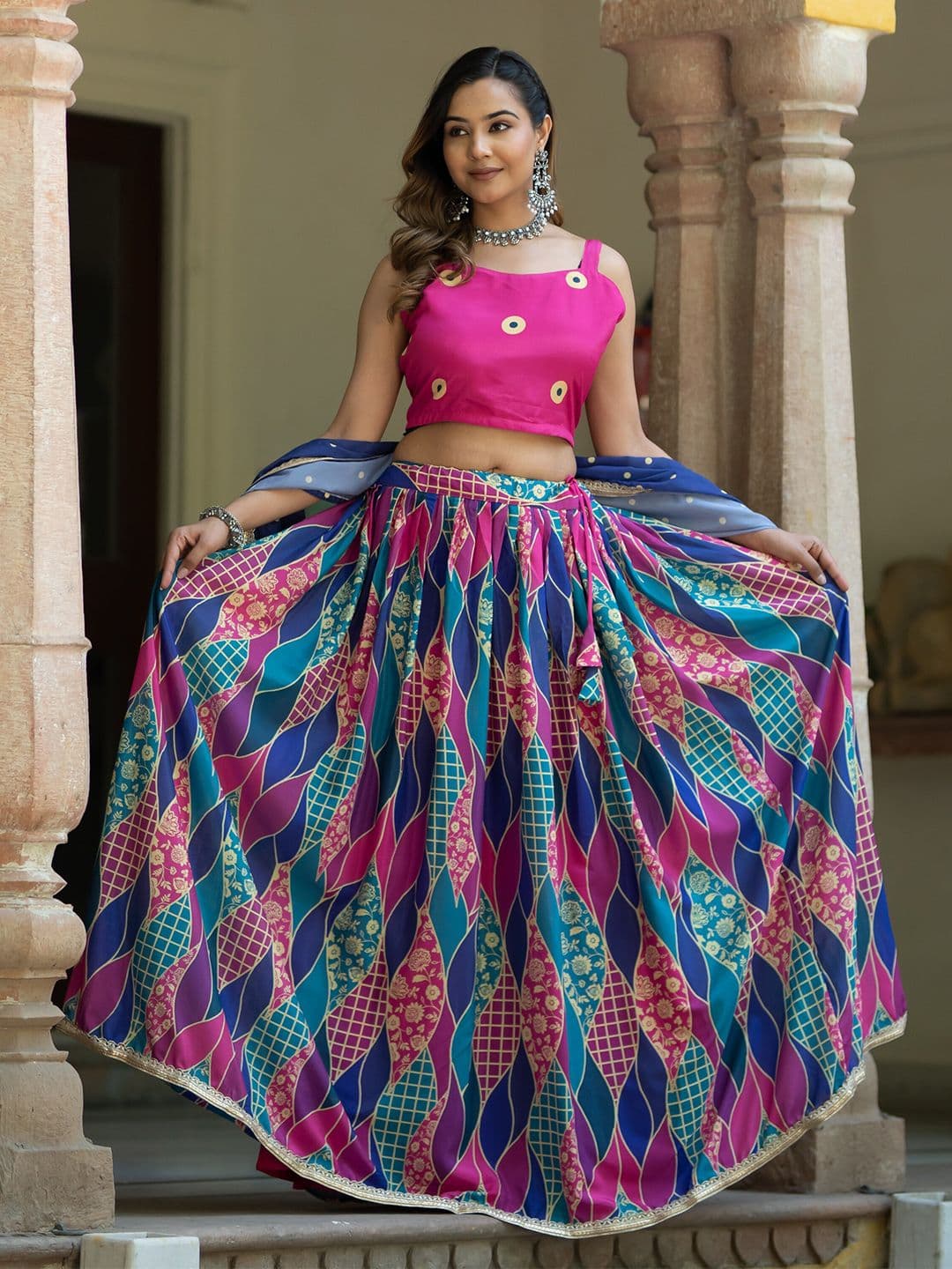 ASPORA Printed Semi-Stitched Lehenga & Unstitched Blouse With Dupatta - view 1