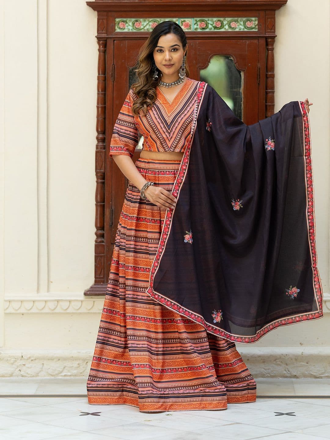 ASPORA Printed Semi-Stitched Lehenga & Unstitched Blouse With Dupatta - view 1