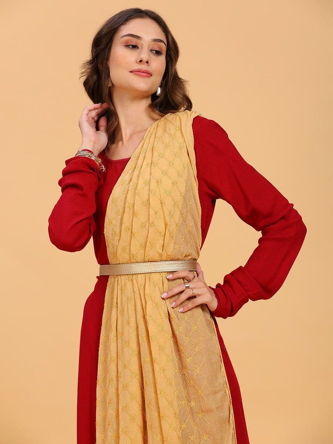 Dupatta Bazaar Embroidered Chiffon Dupatta - view 1