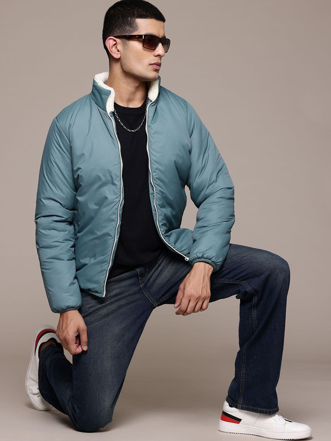 The Roadster Lifestyle Co. Faux Fur Trim Mock Collar Tailored Jacket - view 1