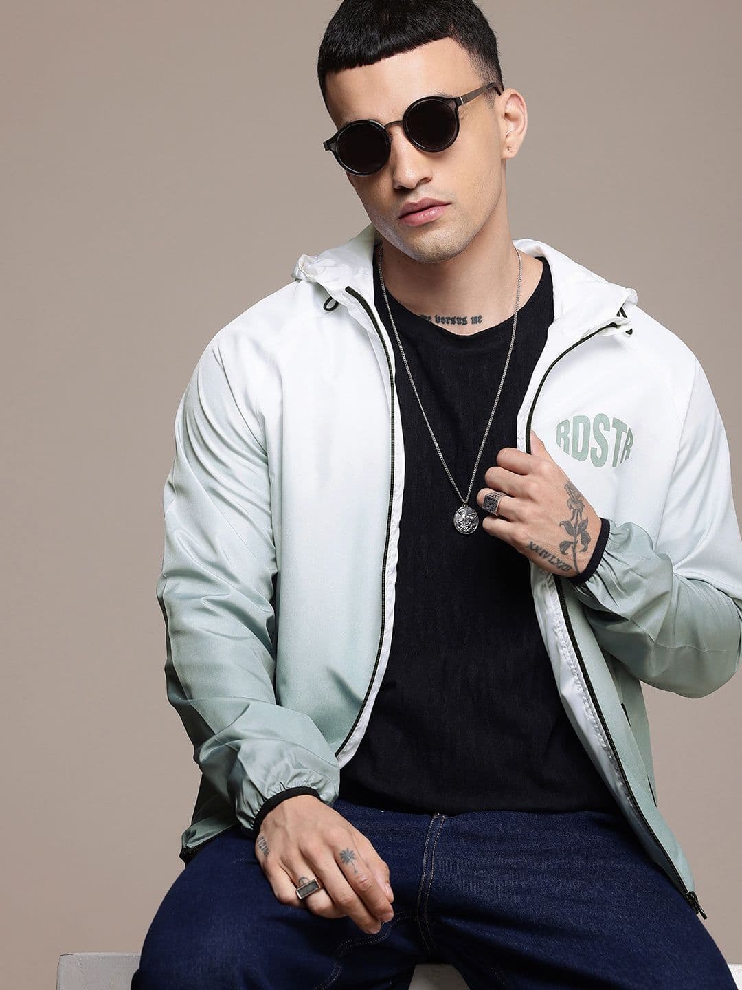 The Roadster Life Co. Brand Logo Printed Ombre Hooded Tailored Jacket - view 1