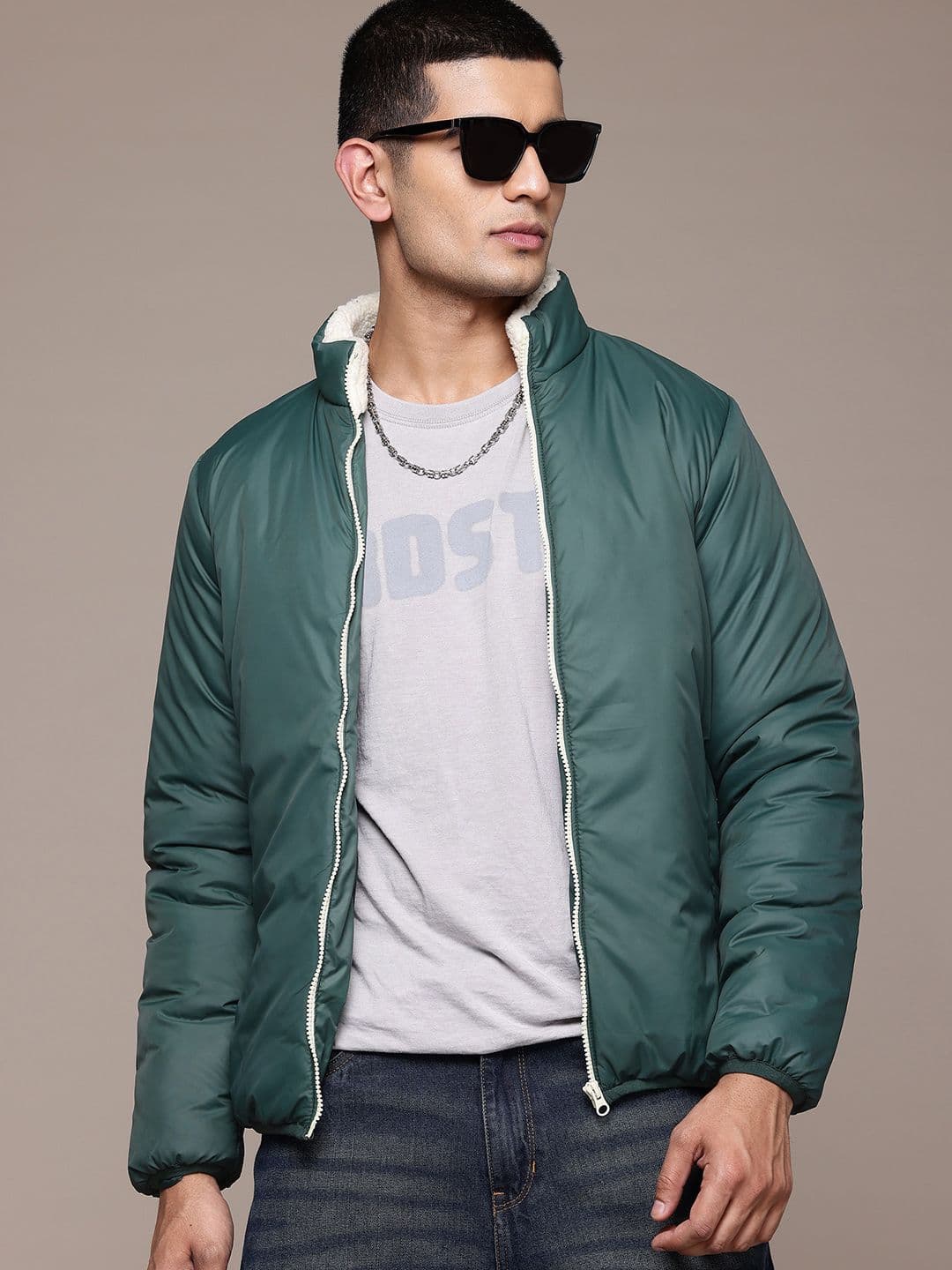 The Roadster Lifestyle Co. Faux Fur Detail Mock Collar Tailored Jacket - view 1
