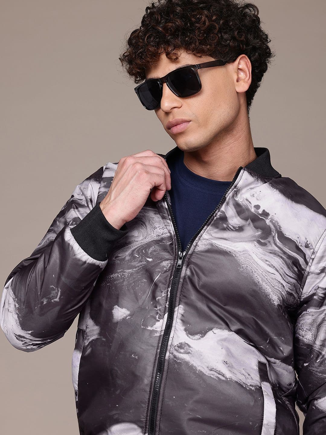 The Roadster Lifestyle Co. Stand Collar Printed Bomber Jacket - view 1