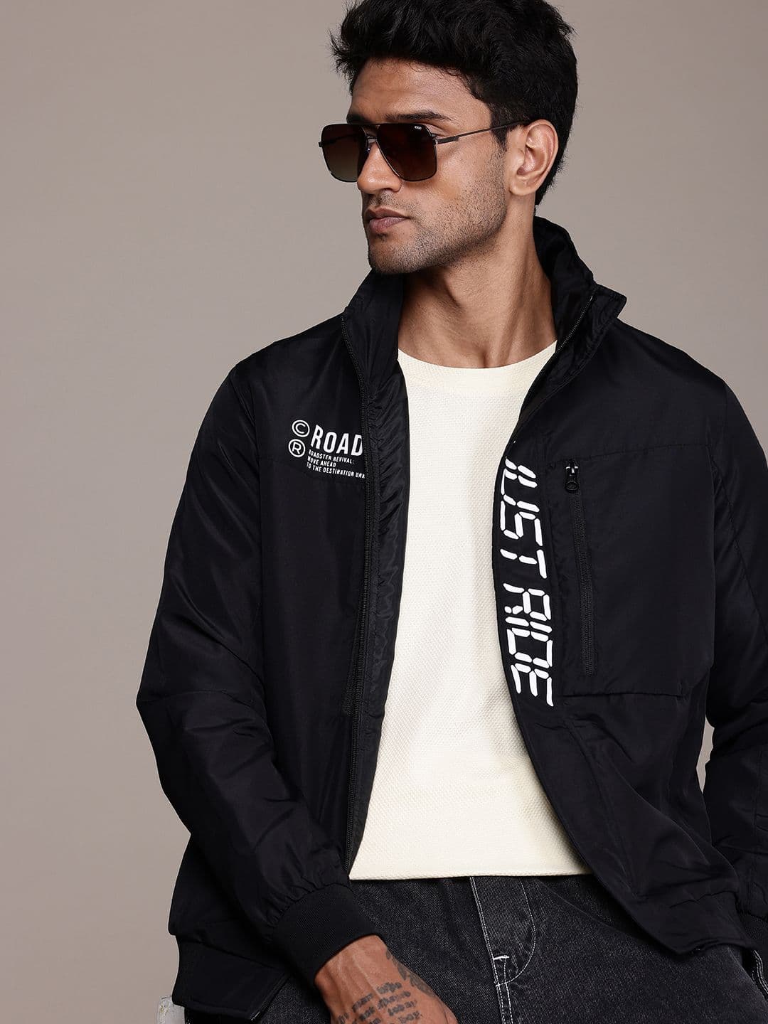 The Roadster Life Co. Minimal Print Detailed Bomber Jacket - view 1