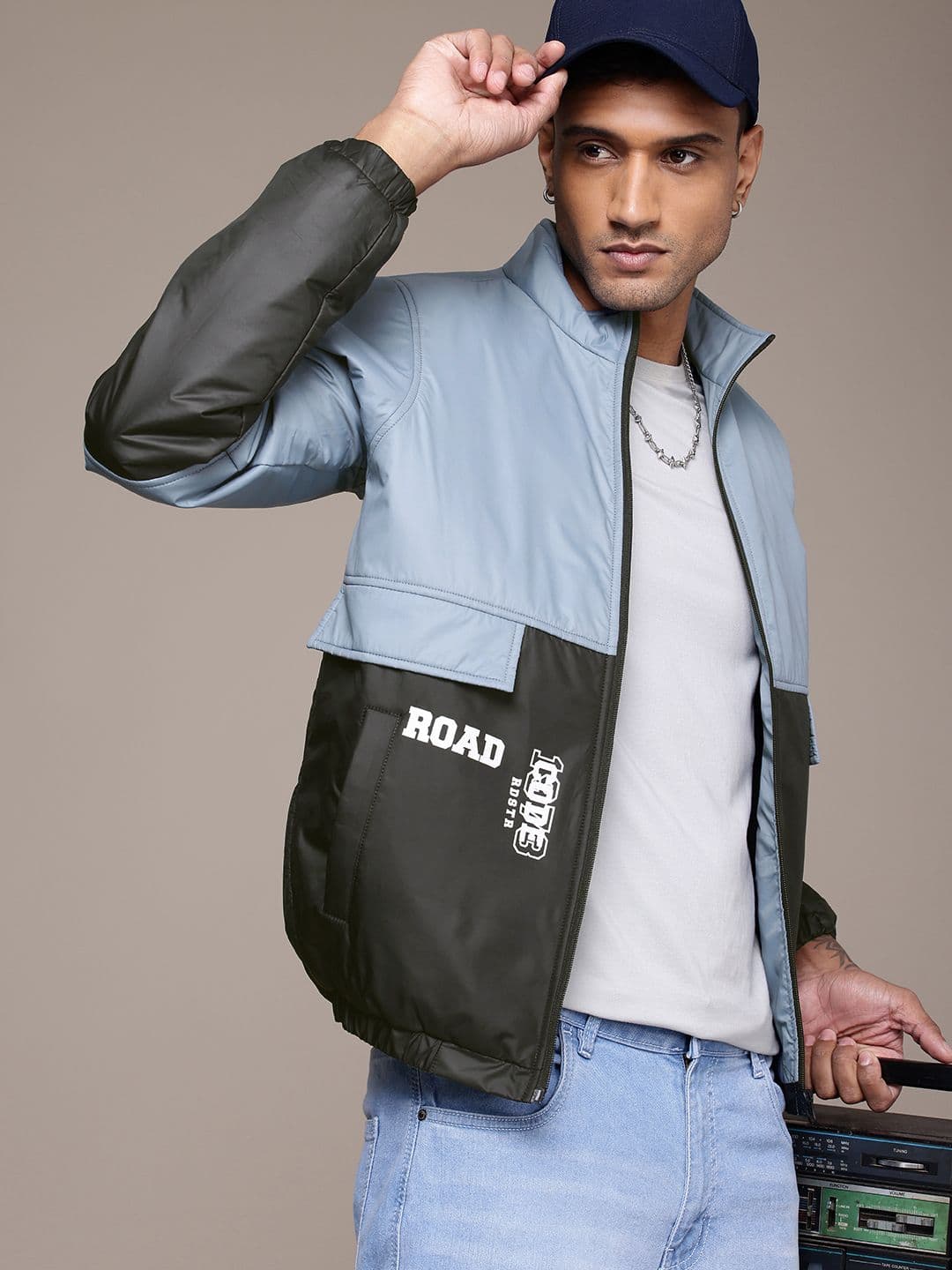 The Roadster Life Co. Mock Collar Colourblocked Bomber Jacket - view 1