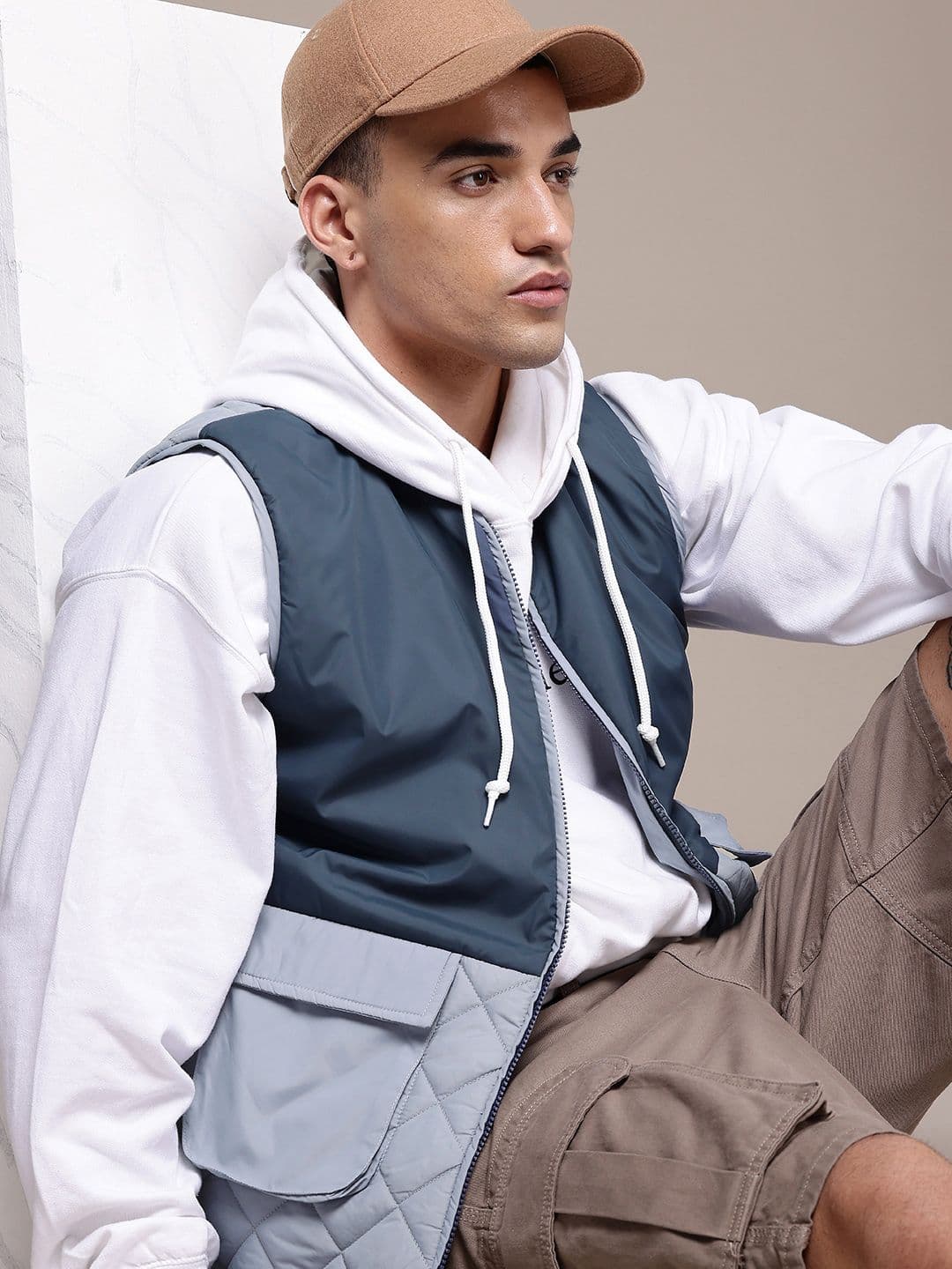 The Roadster Life Co. Sleeveless Colourblocked Quilted Jacket - view 1