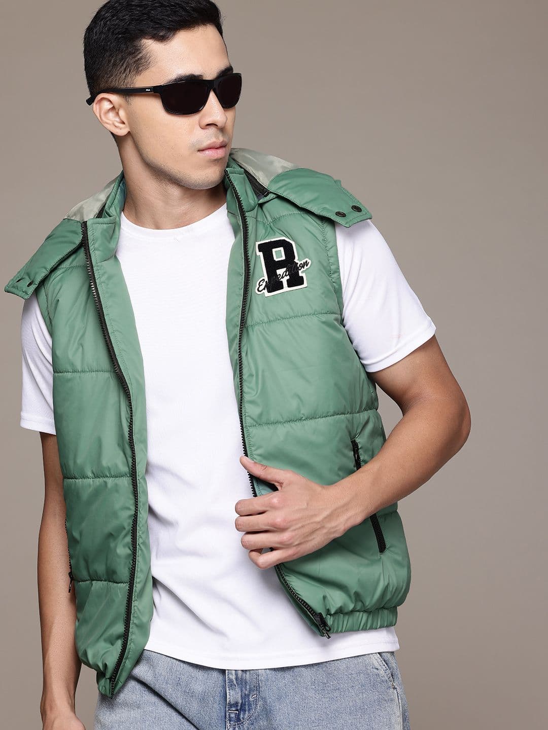 The Roadster Lifestyle Co. Brand Logo Print Padded Gilet Jacket - view 1