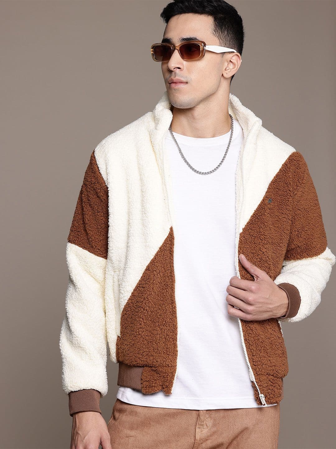 The Roadster Life Co. Colourblocked Fleece Sherpa Jacket - view 1