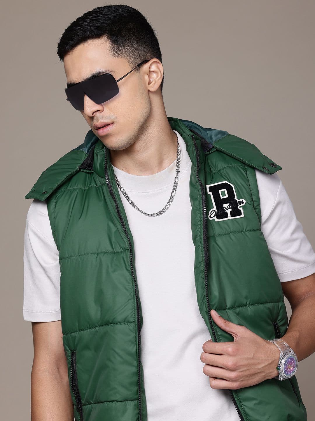 The Roadster Lifestyle Co. Brand Logo Print Padded Gilet Jacket - view 1