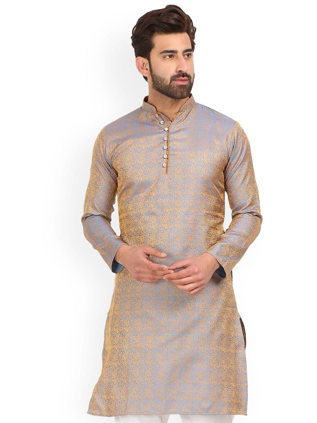Sydney Heights Long Sleeves Mandarin Collar Jacquard Kurta - view 1