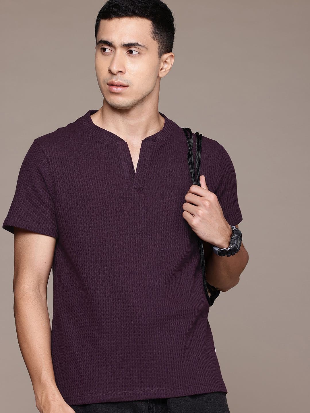 The Roadster Lifestyle Co. Textured Henley Neck T-shirt - view 1