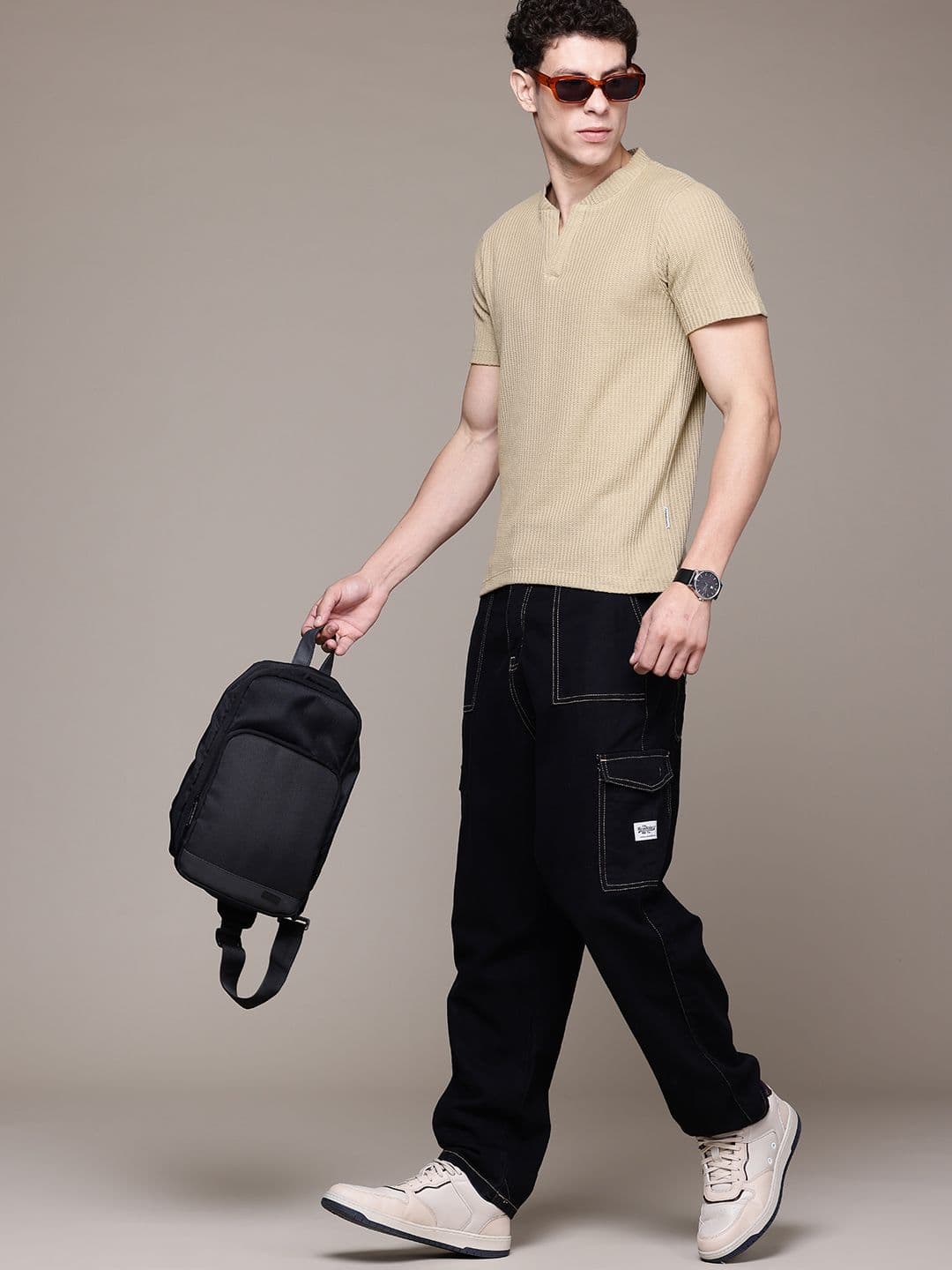 The Roadster Lifestyle Co. Textured Regular Fit T-shirt - view 1