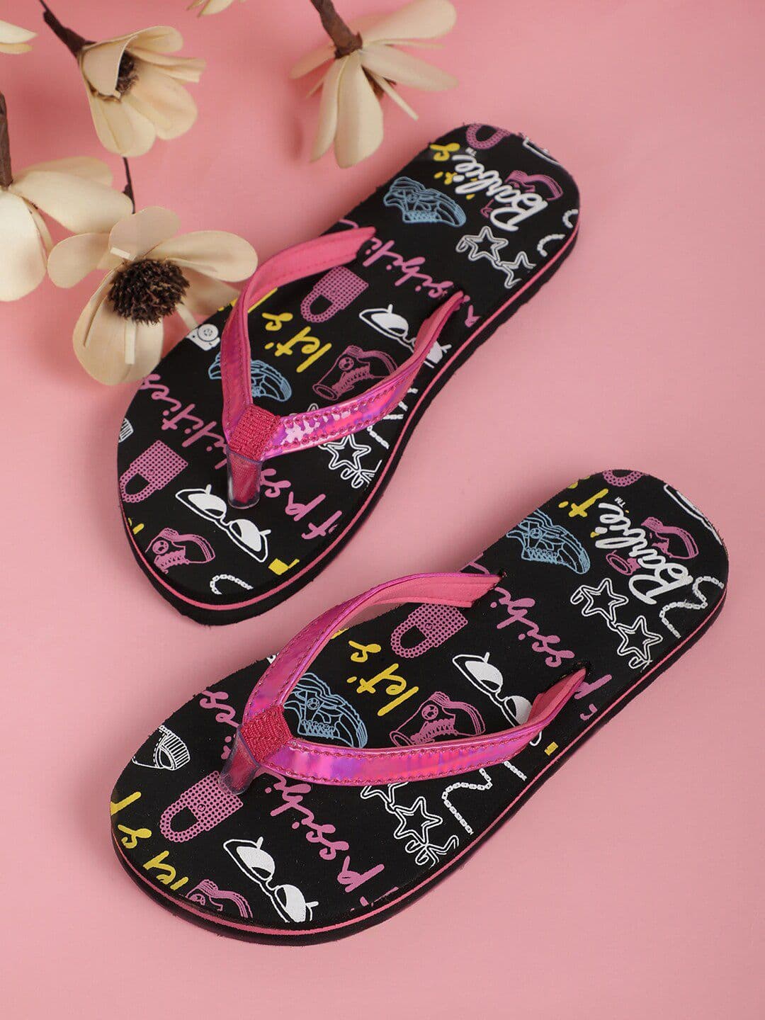 Kids Ville Girls Barbie Printed Thong Flip Flops - view 1