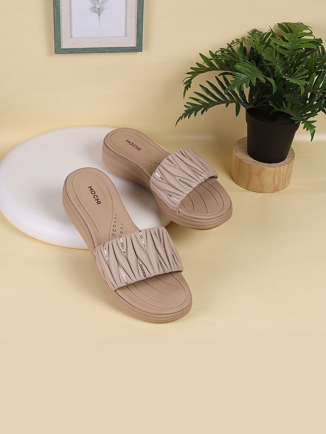 Mochi Embellished Open Toe Flatform Heels - view 1