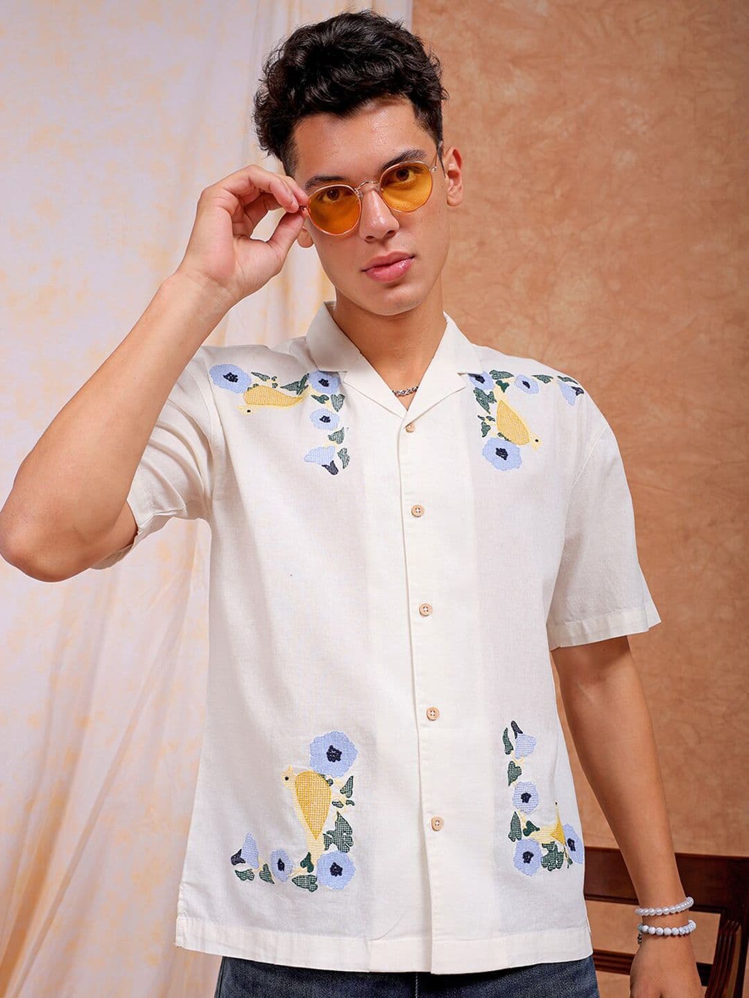 The Indian Garage Co Men Relaxed Fit Embroidery Resortwear Shirt - view 1