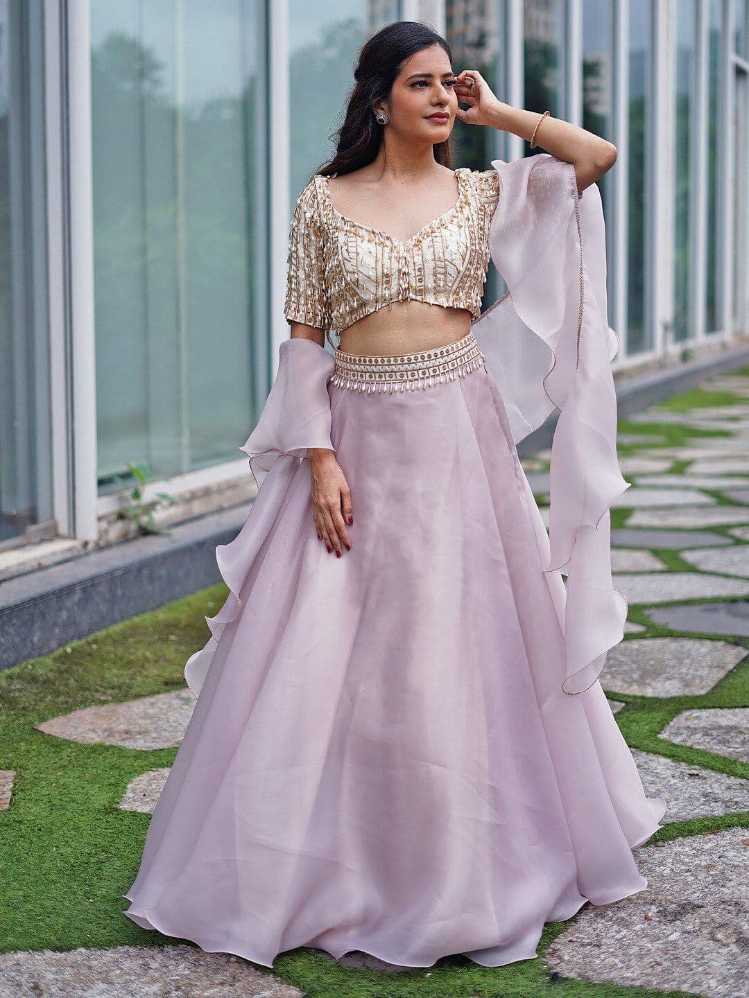 Aaryaa By Kashveen Kohli Embellished Ready to Wear Lehenga & Blouse With Dupatta - view 1