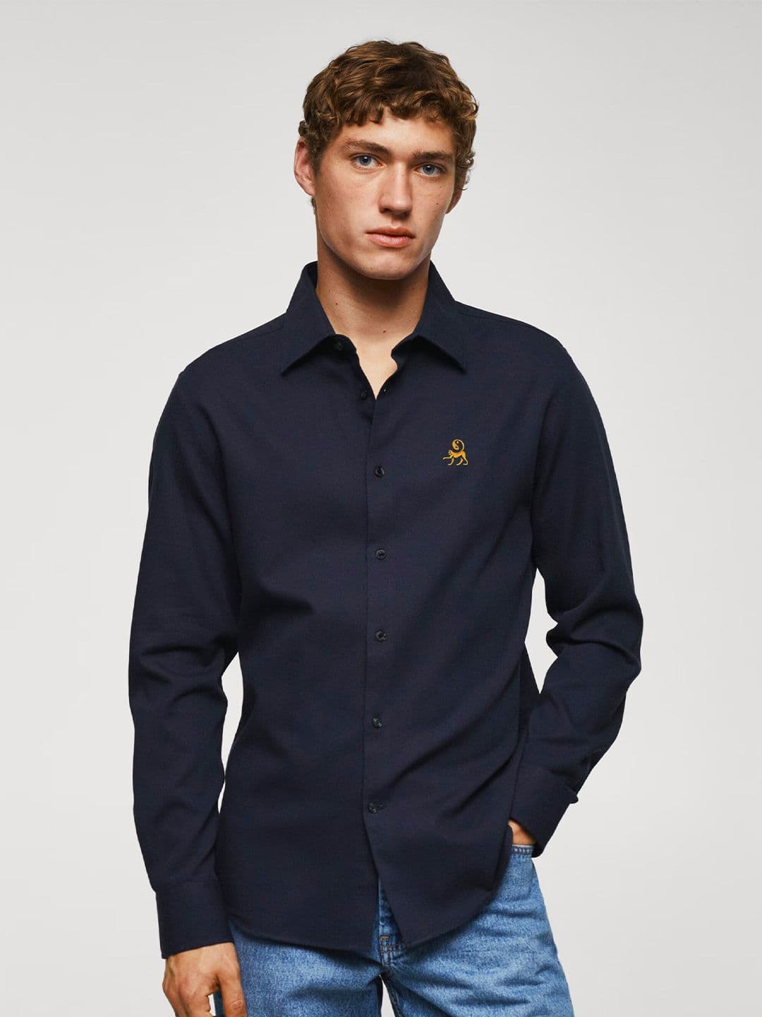 MISCHIEF MONKEY Classic Tailored Fit Spread Collar Casual Shirt - view 1
