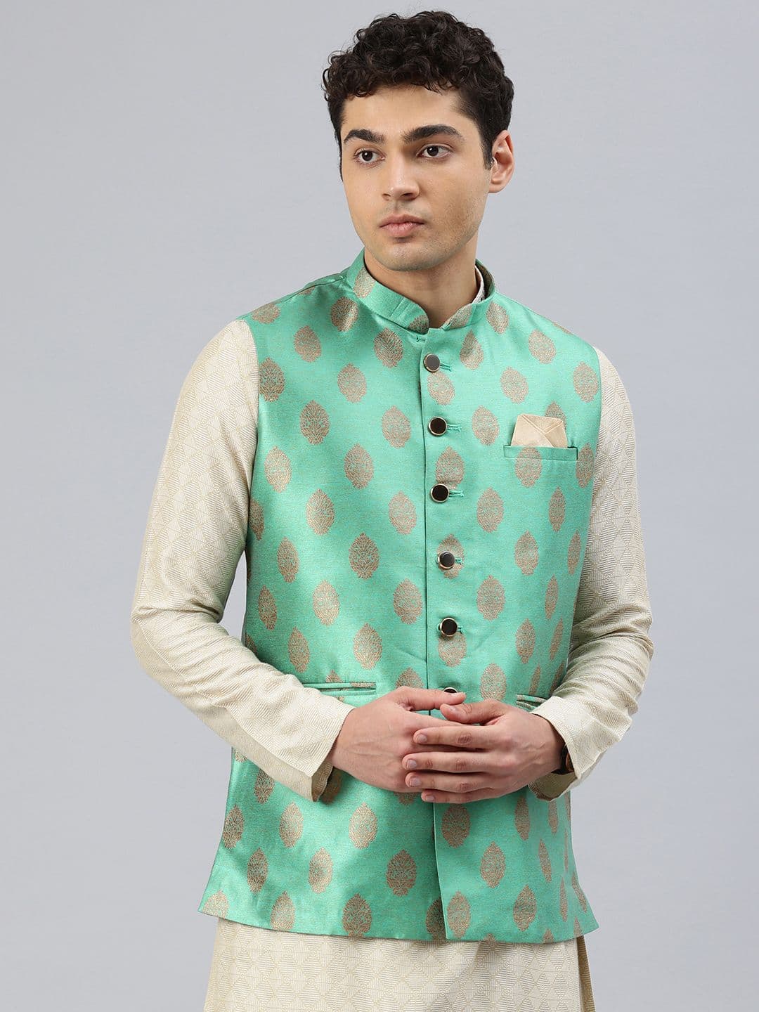Manthan Men Woven Design Nehru Jacket - view 1